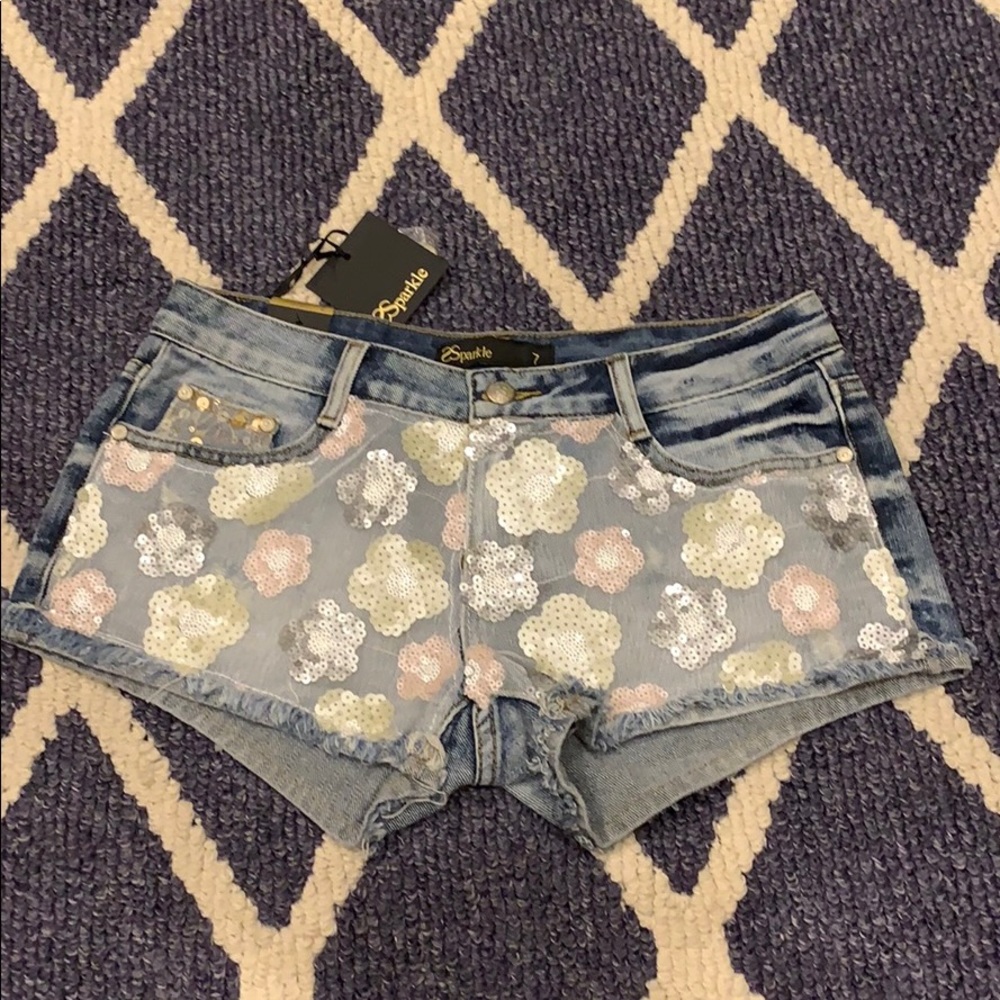 New mini sequence Jean shorts